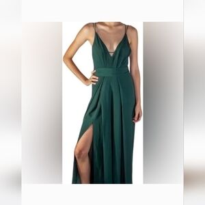 Elegant Wide Leg Strappy Open Back Dark Green Jumpsuit